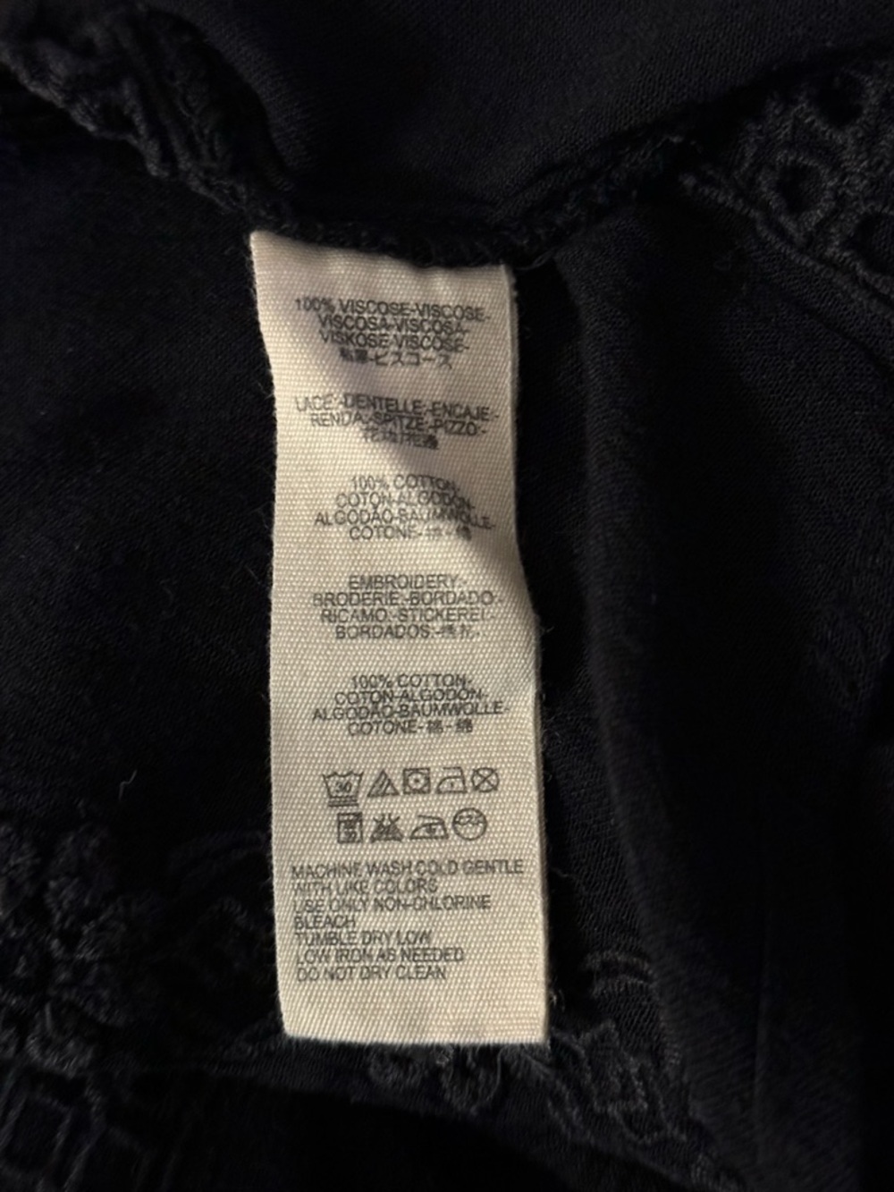 Free People Kiss Kiss Black Embroidered Lace Tunic,Size-Large - Picture 11 of 12